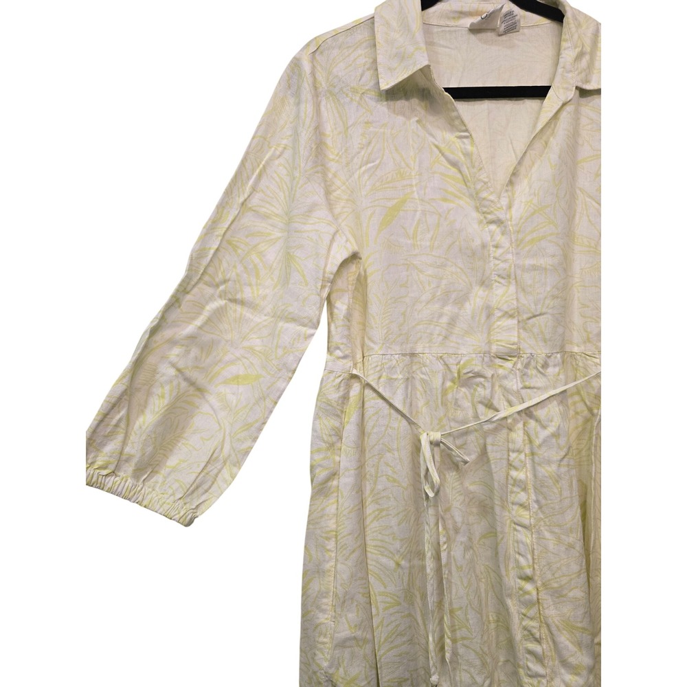 C&C California Tropical Leaf Shirt Dress Sz L Coastal Resort Quiet Luxury Preppy - Picture 6 of 9